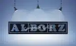 پلاک استاتیک آلومینیومی با حکاکی برند ALBORZ روی زمینه مشکی، مناسب برای تابلو یا شناسنامه برند.